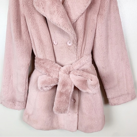 STAND STUDIO Fausta Jacket Faux Fur Colorblock Double Breasted Waist Tie M - Picture 7 of 16